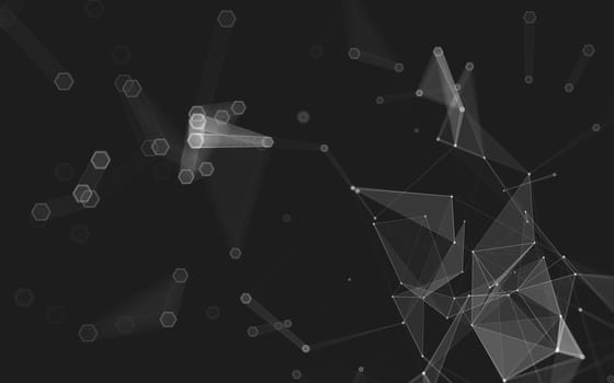 Abstract polygonal space low poly dark background with connecting dots and lines. Connection structure. 3d rendering