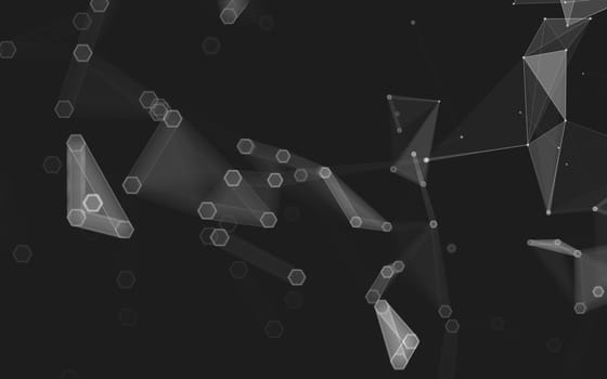 Abstract polygonal space low poly dark background with connecting dots and lines. Connection structure. 3d rendering