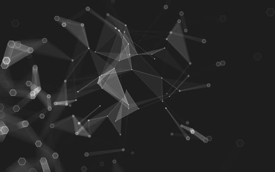 Abstract polygonal space low poly dark background with connecting dots and lines. Connection structure. 3d rendering