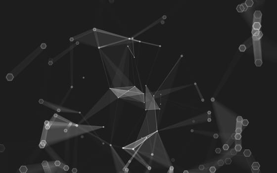 Abstract polygonal space low poly dark background with connecting dots and lines. Connection structure. 3d rendering