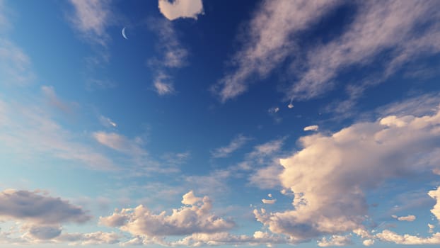 Cloudy blue sky abstract background, blue sky background with tiny clouds, 3d rendering

