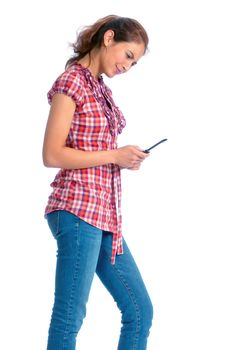 Beautiful young woman from the pacific Islands looking puzzled at a text message on her cellphone