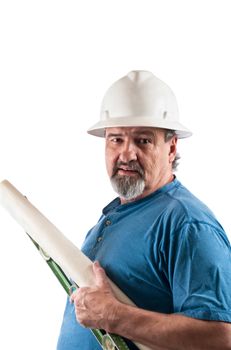 Construction worker isolated against a white background.