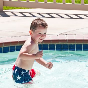 Pure joy of a child swimming