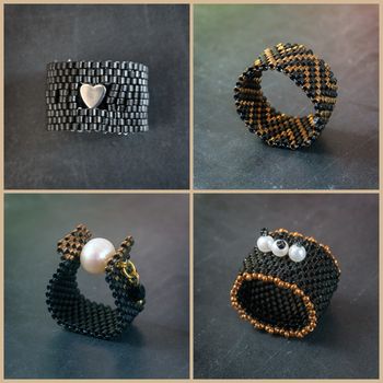 Set of Jewelry made from beads on dark surface