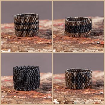 Set of Jewelry made from beads on dark surface