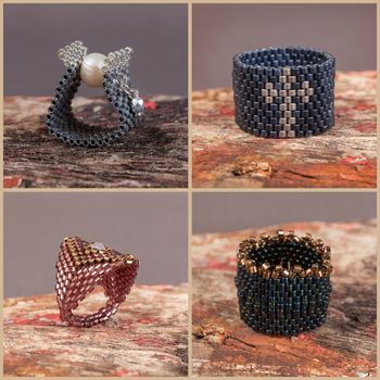 Set of Jewelry made from beads on dark surface