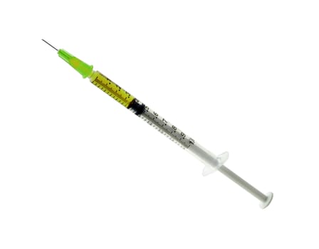 Glass syringe isolated on a white