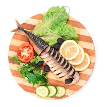 sliced herring on wooden plate