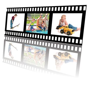 Filmstrip of summer fun activities for little boys and family.