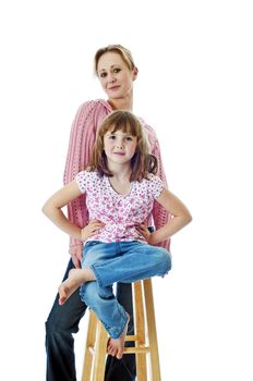 A little girl is proud to pose with her pretty aunt.