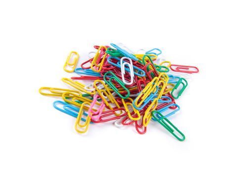 colored paper clips isolated