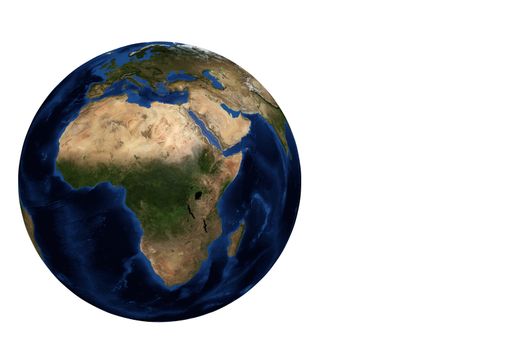 Whole earth globe view focus on Africa