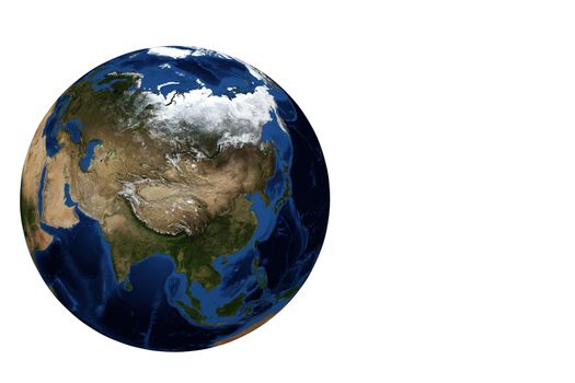 Whole earth globe view focus on Asia