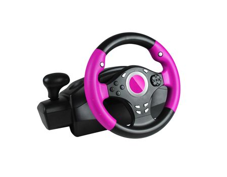 Computer steering wheel. Isolated on white.