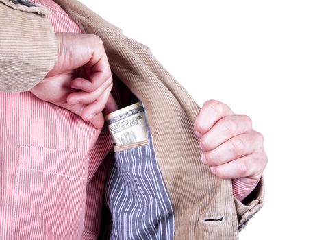 Businessman taking money from pocket