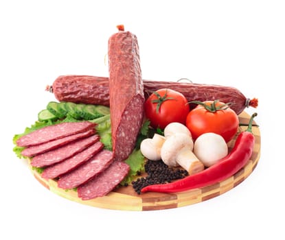 sliced sausage with vegetables