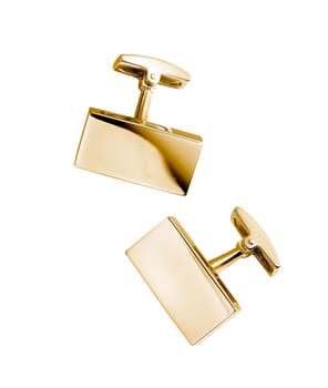 pair of stainless steel cufflinks on white