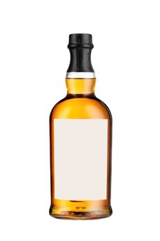 Full whiskey bottle isolated on white background