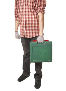 man holding toolbox in hand