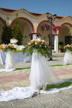 Outdoor wedding decoration of Orthodox Church