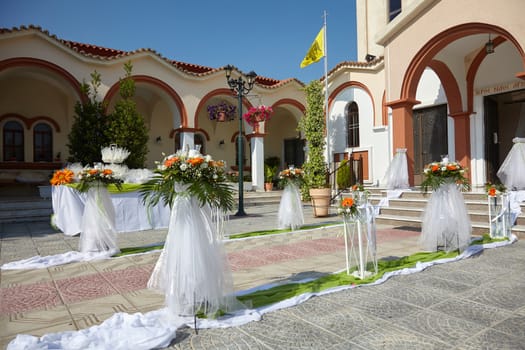 Outdoor wedding decoration of Orthodox Church