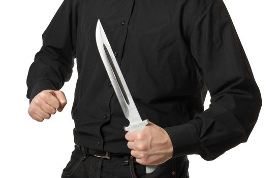 man holding knife isolated