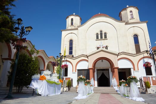 Outdoor wedding decoration of Orthodox Church