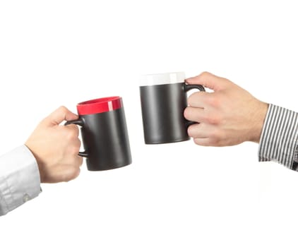 Businessman hand holding a cup of tea