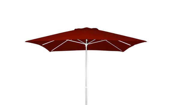 Red beach umbrella isolated on white