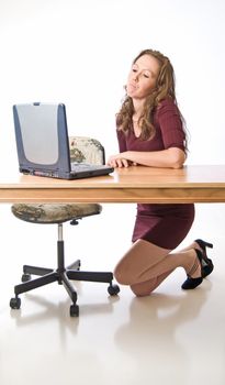 Sexy young woman with laptop computer