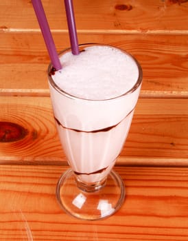 milkshake on wooden background
