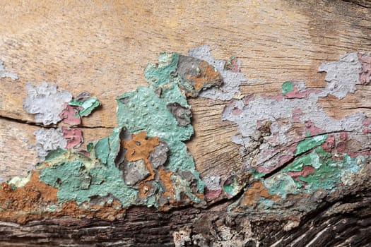 Texture of the old paint on rusty wooden surface