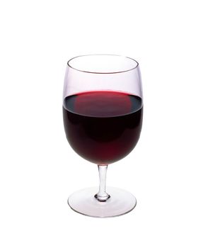 Red wine glass isolated on white background