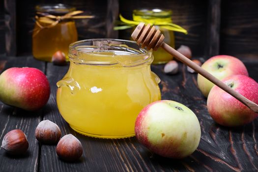 Still life with apples and honey to the August holiday