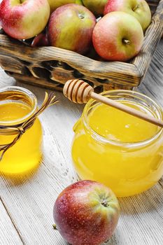 Still life with apples and honey to the August holiday