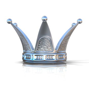 Silver crown isolated on a white background. Front view