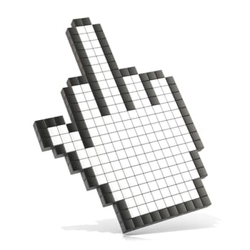Cursor middle finger. 3D render illustration isolated on white background