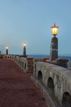 Viewpoint from Rocky Butte during evening blue hour