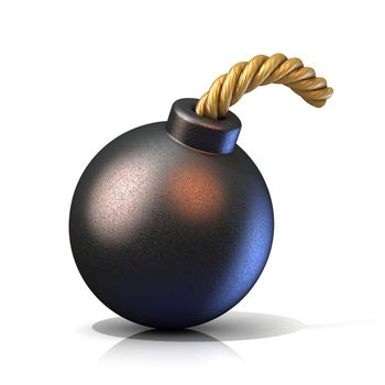 Retro black bomb, isolated on white background. 3D render iIlustration