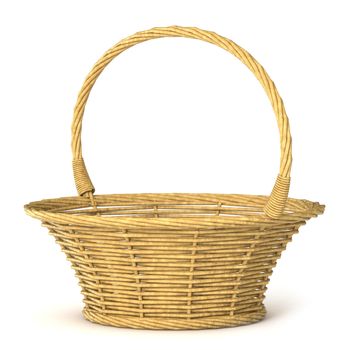 Empty wicker basket. 3D render illustration isolated on white background