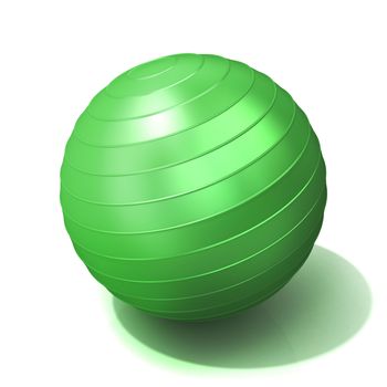 Green fitness ball isolated on white background