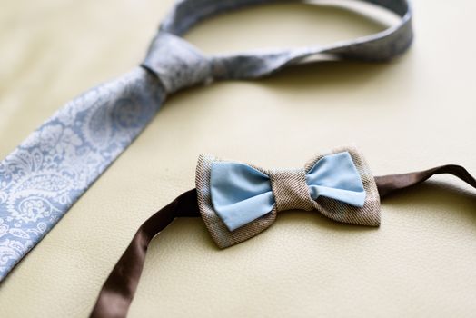 butterfly tie on the wooden table