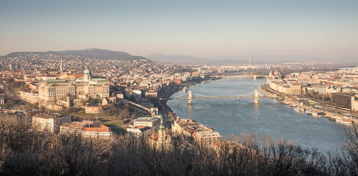 Panoramic View of Budapest and the Danube River as Seen from Gellert Hill Lookout Point