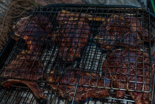 horizontal image smoked steak on barbeque