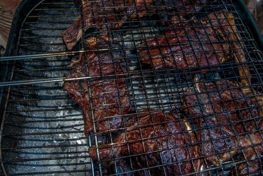 horizontal image smoked steak on barbeque