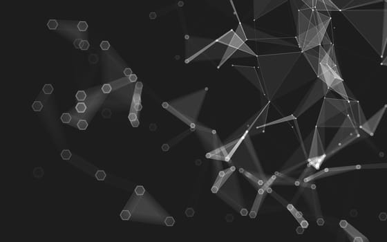 Abstract polygonal space low poly dark background with connecting dots and lines. Connection structure. 3d rendering