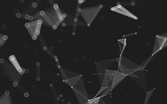 Abstract polygonal space low poly dark background with connecting dots and lines. Connection structure. 3d rendering