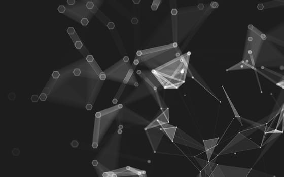 Abstract polygonal space low poly dark background with connecting dots and lines. Connection structure. 3d rendering