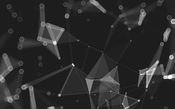 Abstract polygonal space low poly dark background with connecting dots and lines. Connection structure. 3d rendering